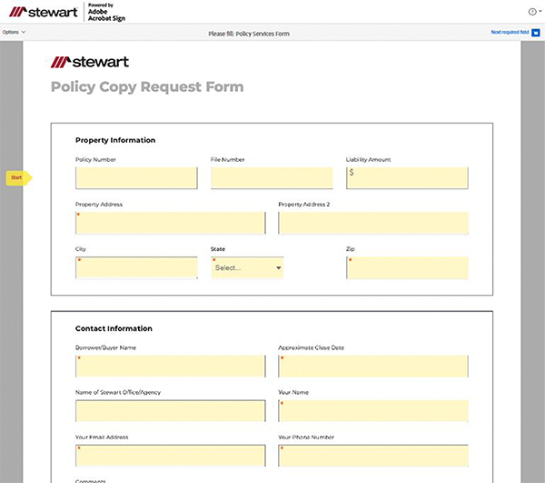 Adobe Sign Policy Copy Request Form - Step 1 Fill Out The Form